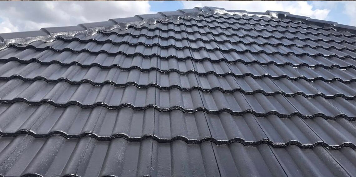 Toiture repeinte en anthracite après peinture toiture